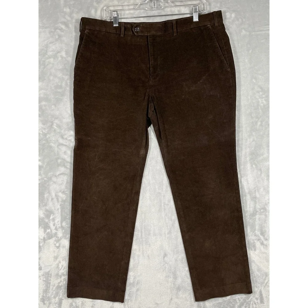 Lauren Ralph Lauren Mens Brown Corduroy Straight Leg Trousers Pants 39x29